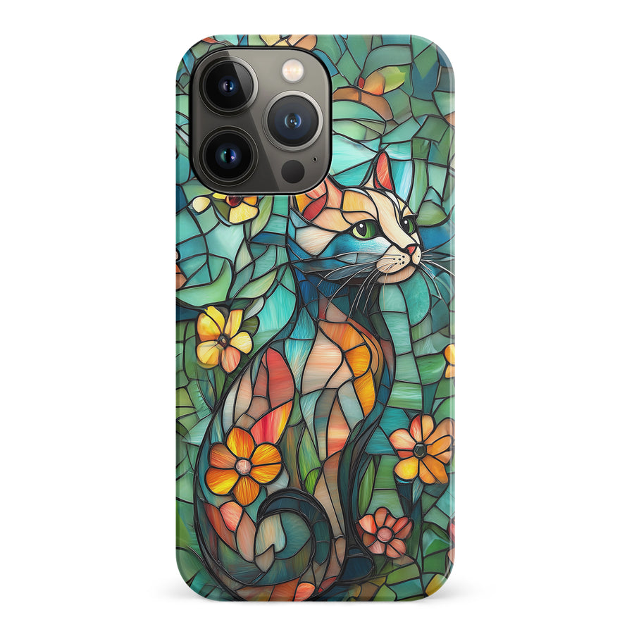 iPhone 14 Pro Elegant Cat Stained Glass Phone Case