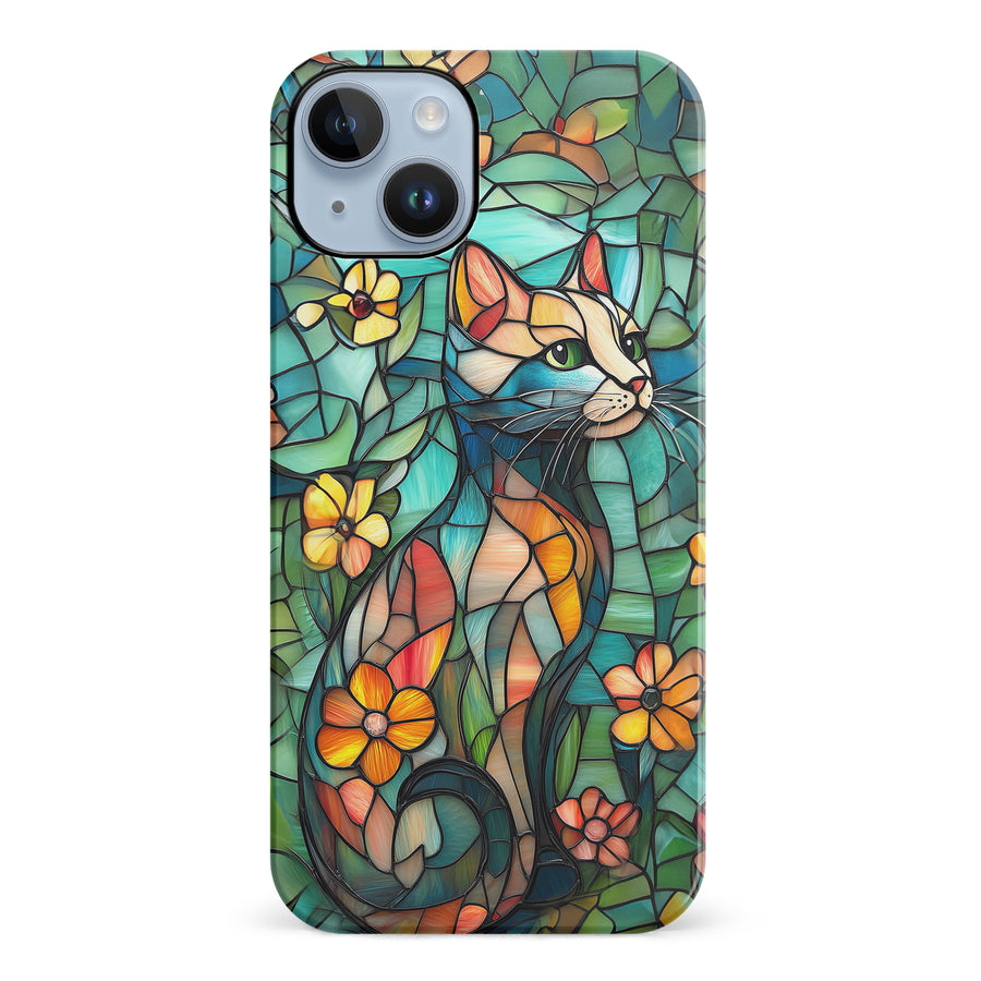 iPhone 14 Plus Elegant Cat Stained Glass Phone Case