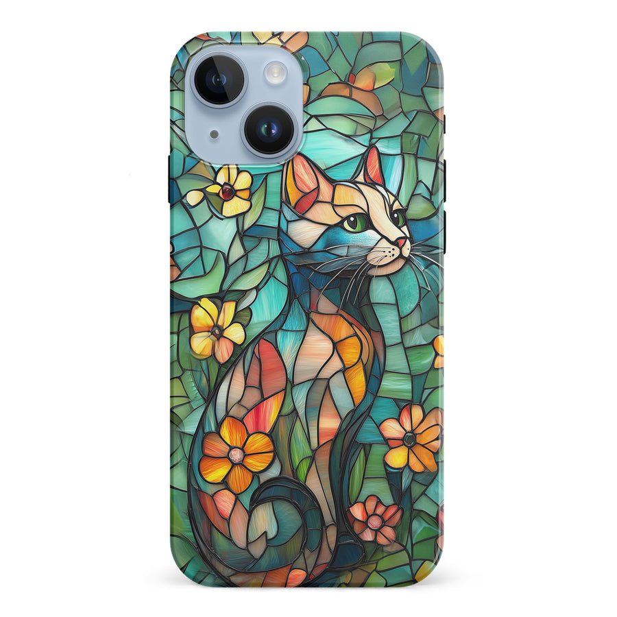 Elegant Cat Stained Glass Phone Case