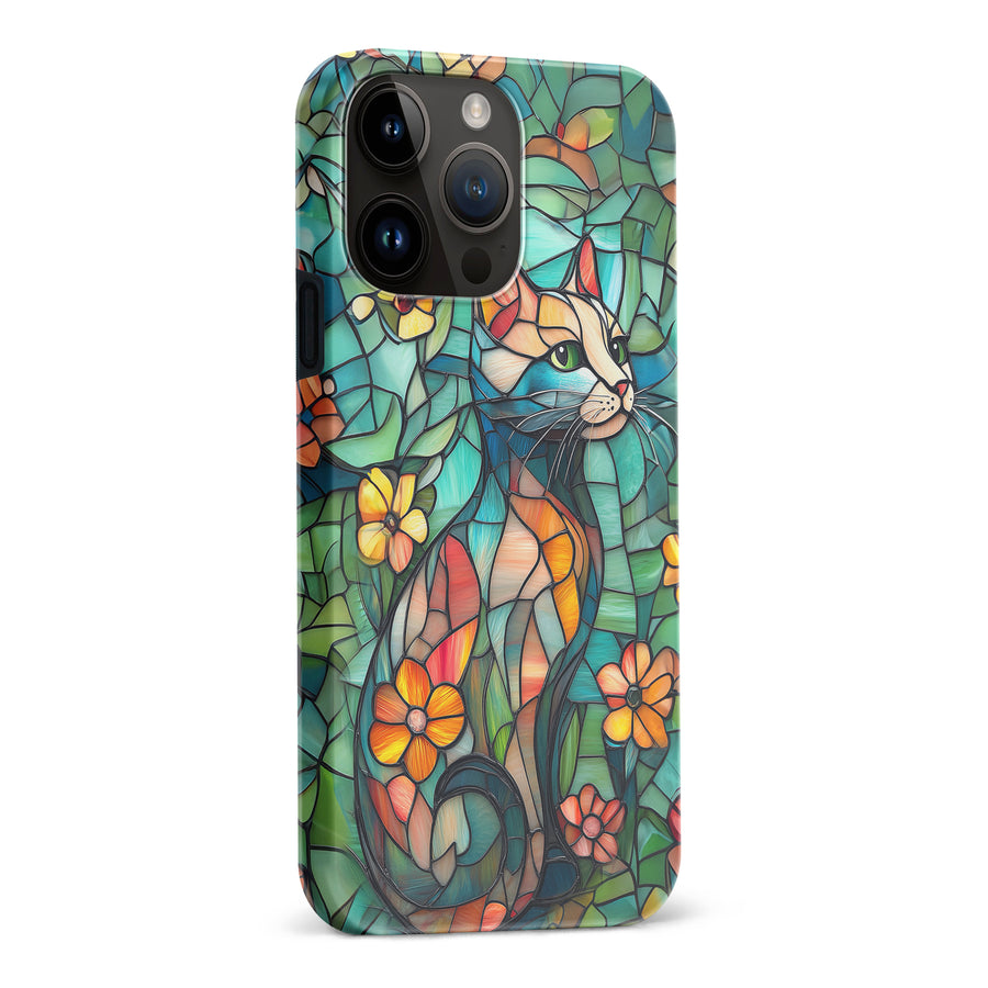 iPhone 15 Pro Max Elegant Cat Stained Glass Phone Case