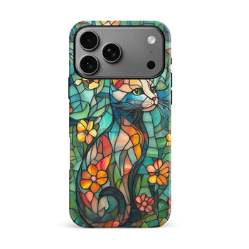 iPhone 17 Pro Max Elegant Cat Stained Glass Phone Case