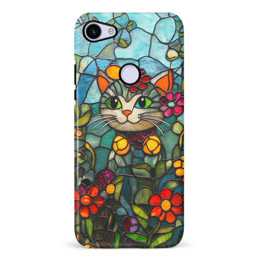 Google Pixel 3A Smiling Lucky Cat Stained Glass Phone Case