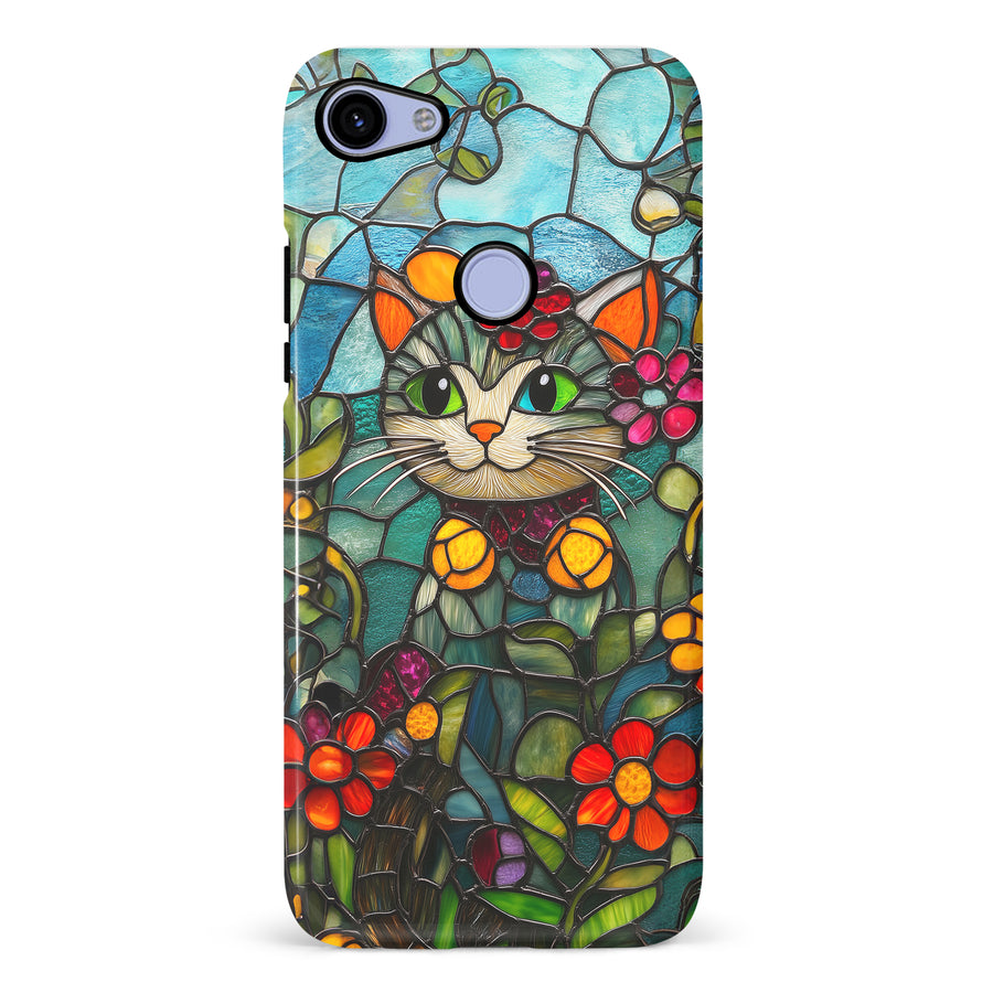 Google Pixel 3A XL Smiling Lucky Cat Stained Glass Phone Case