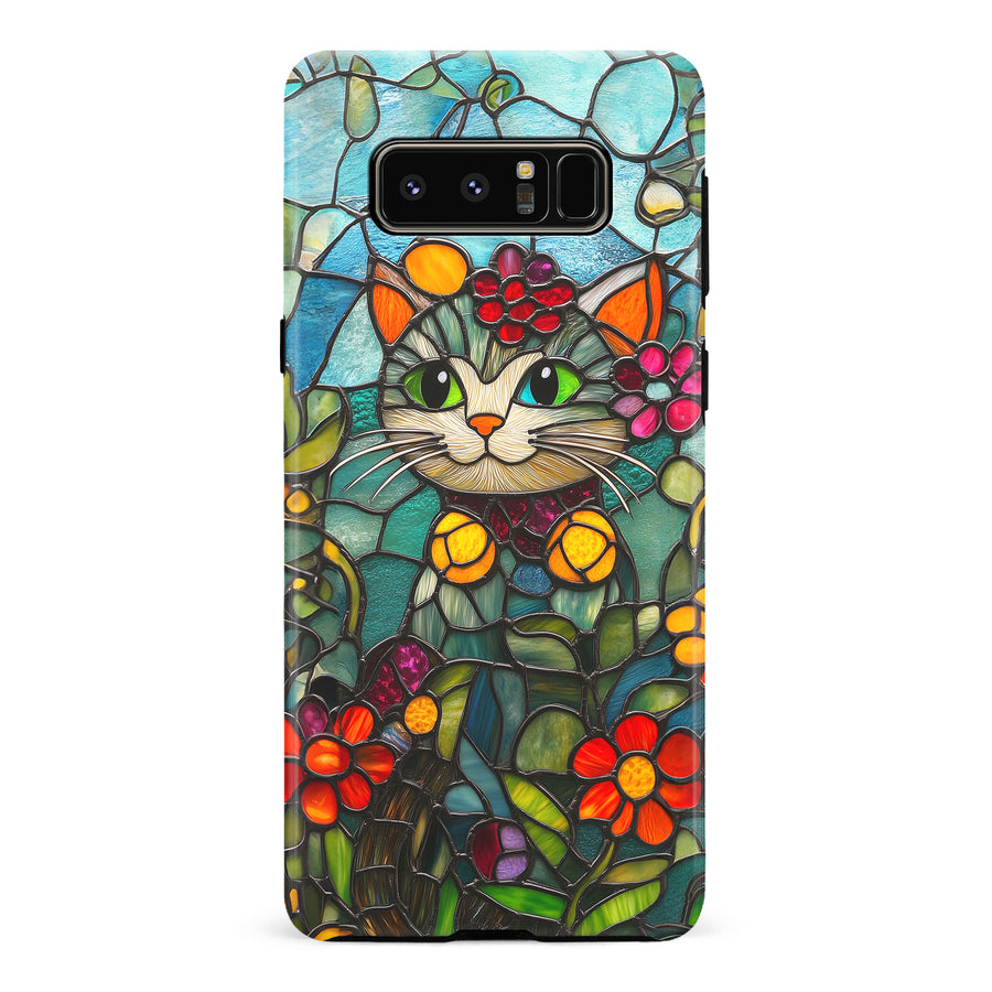 Samsung Galaxy Note 8 Smiling Lucky Cat Stained Glass Phone Case