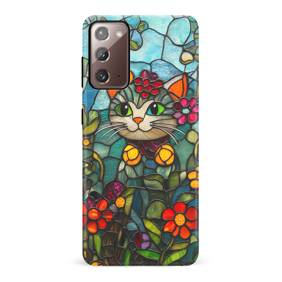 Samsung Galaxy Note 20 Smiling Lucky Cat Stained Glass Phone Case