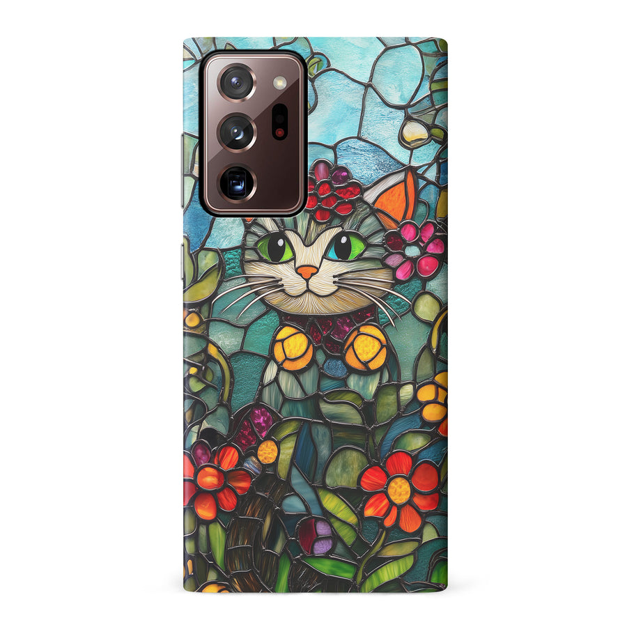 Samsung Galaxy Note 20 Ultra Smiling Lucky Cat Stained Glass Phone Case