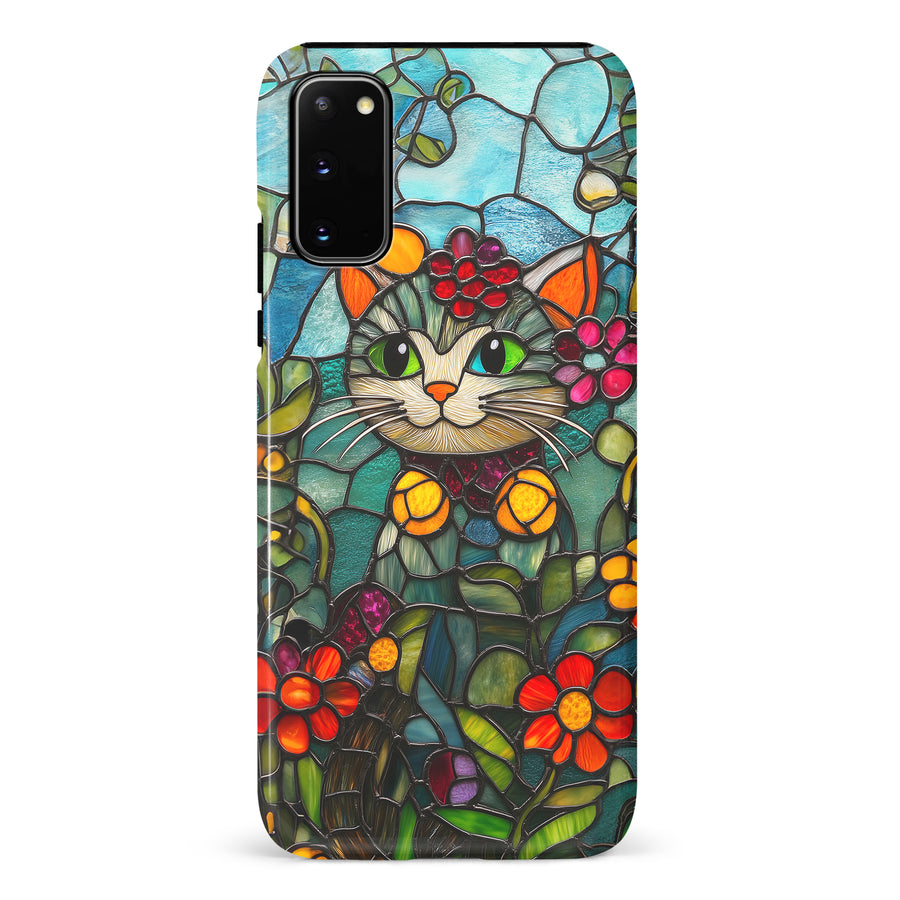 Samsung Galaxy S20 Smiling Lucky Cat Stained Glass Phone Case