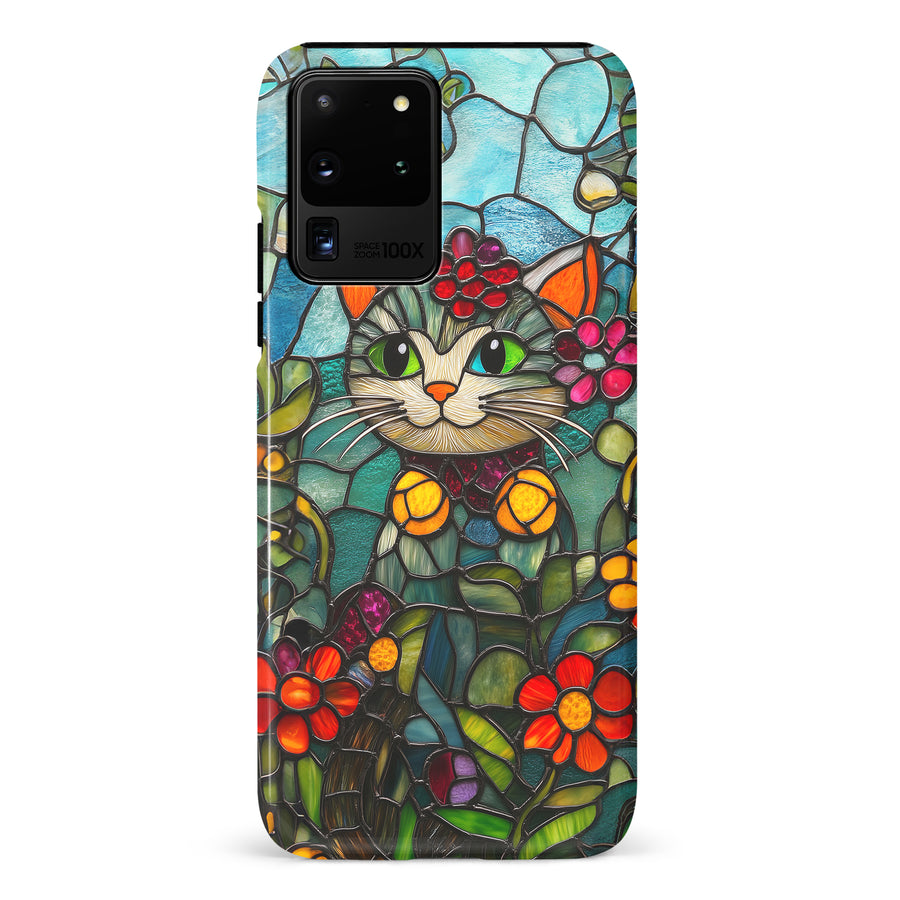 Samsung Galaxy S20 Ultra Smiling Lucky Cat Stained Glass Phone Case