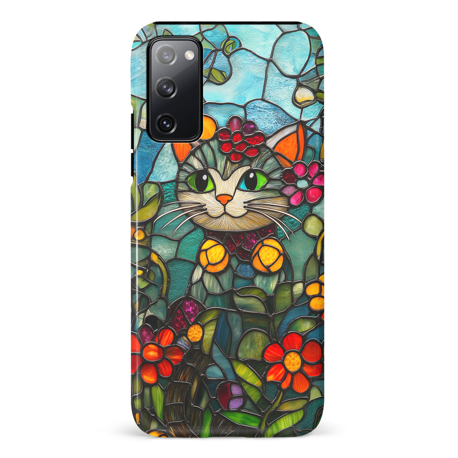 Samsung Galaxy S20 FE Smiling Lucky Cat Stained Glass Phone Case