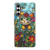 Samsung Galaxy S23 FE Smiling Lucky Cat Stained Glass Phone Case
