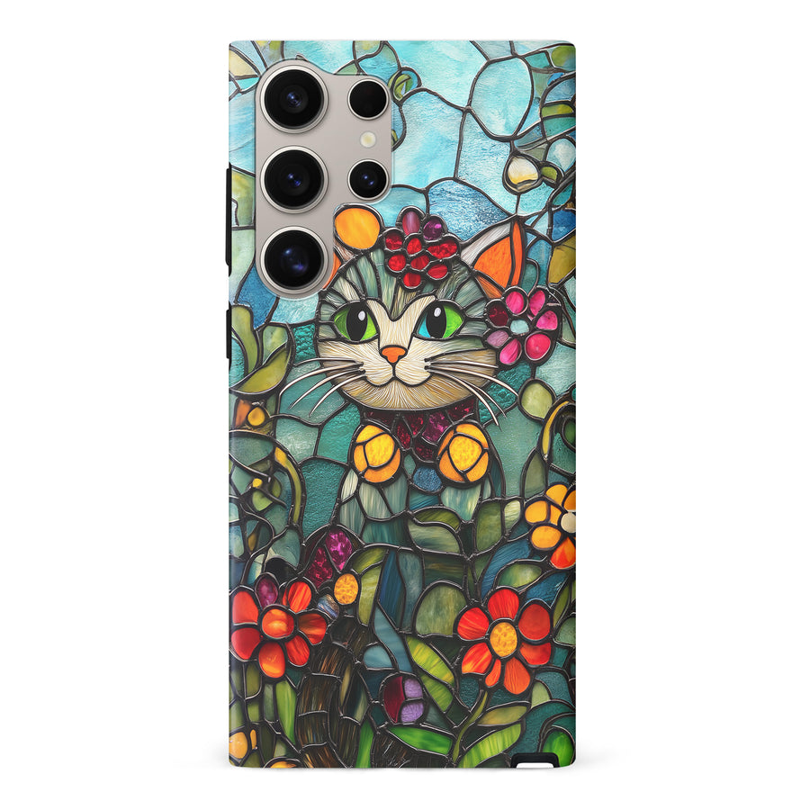 Smiling Lucky Cat Stained Glass Phone Case