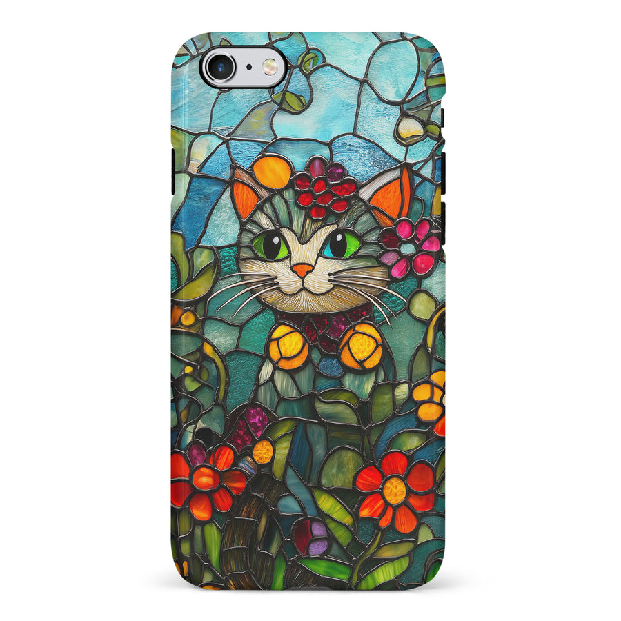 Smiling Lucky Cat Stained Glass Phone Case