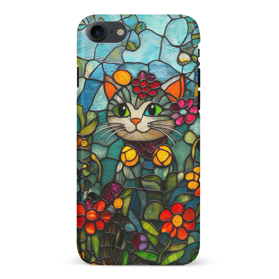 iPhone 7/8/SE Smiling Lucky Cat Stained Glass Phone Case