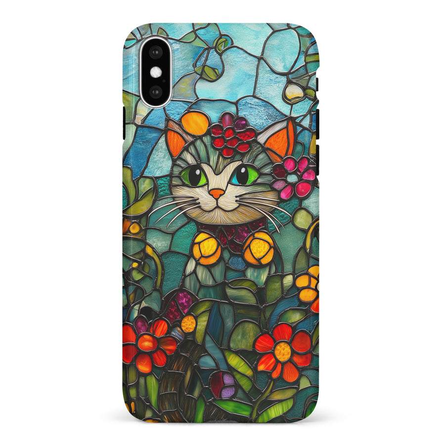 iPhone X/XS Smiling Lucky Cat Stained Glass Phone Case