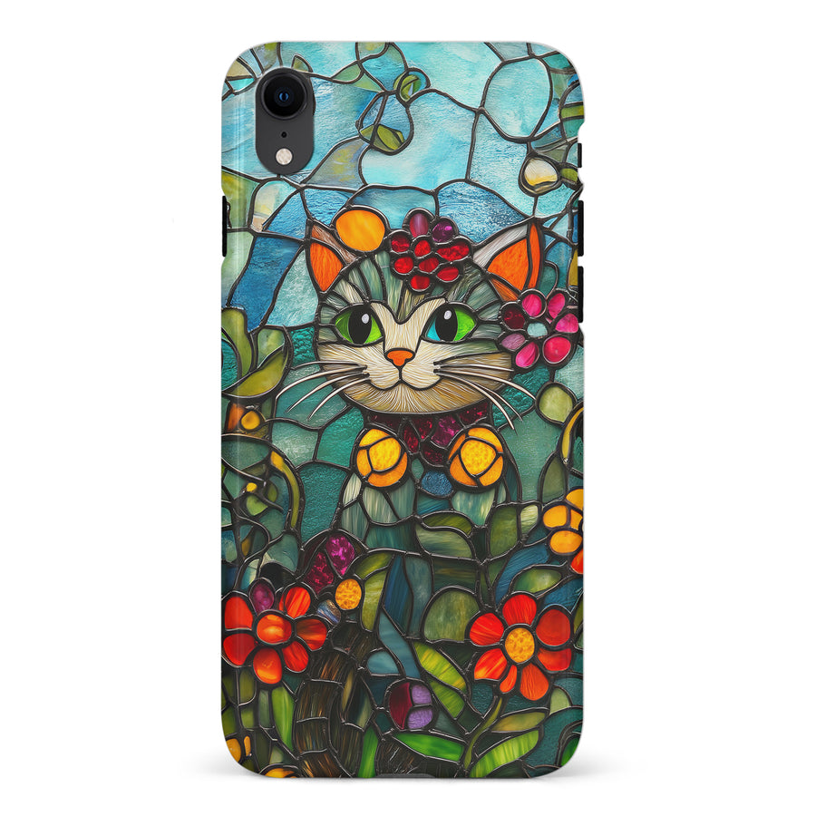 Smiling Lucky Cat Stained Glass Phone Case