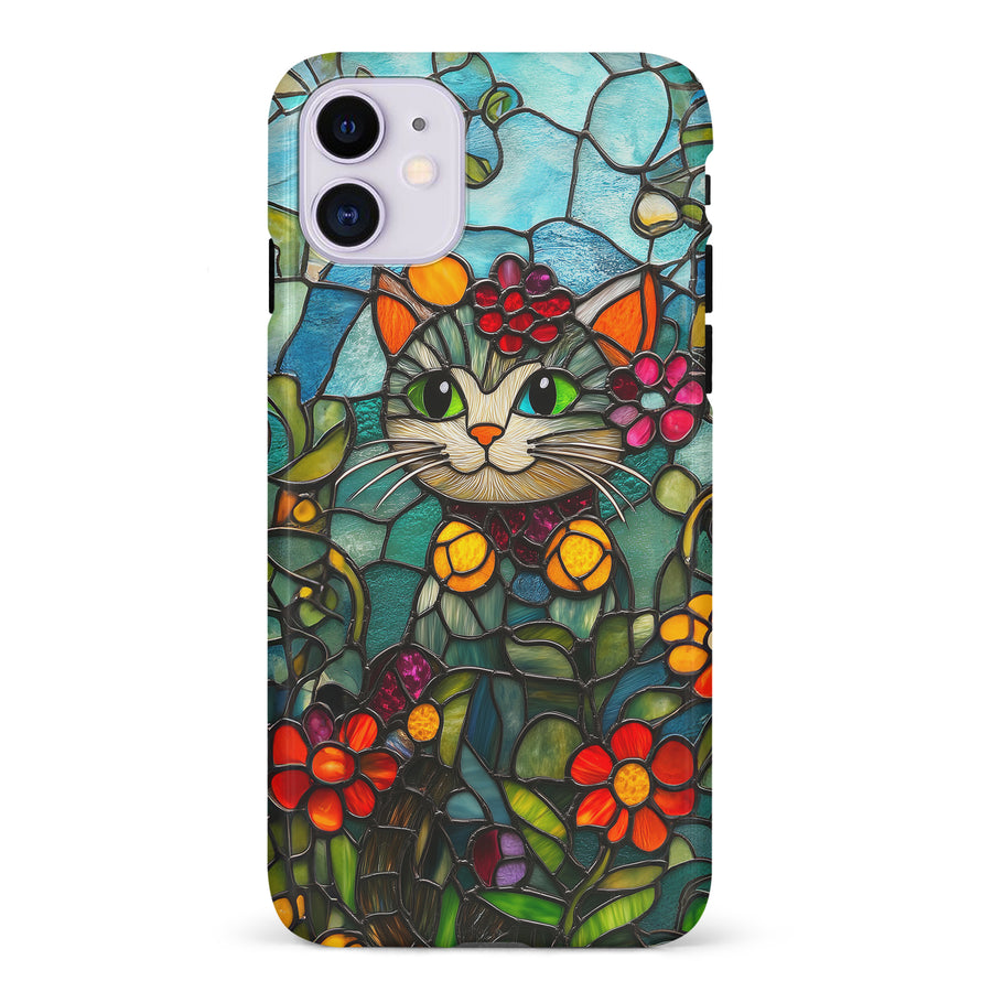 Smiling Lucky Cat Stained Glass Phone Case