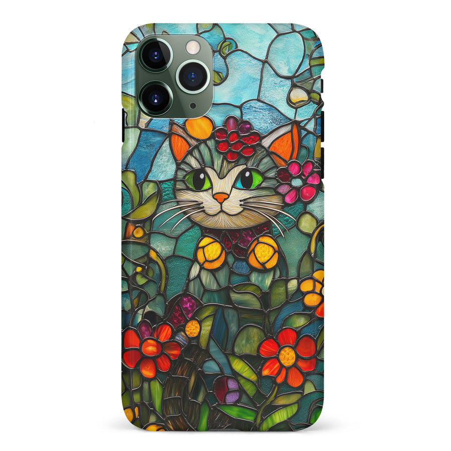 iPhone 11 Pro Smiling Lucky Cat Stained Glass Phone Case