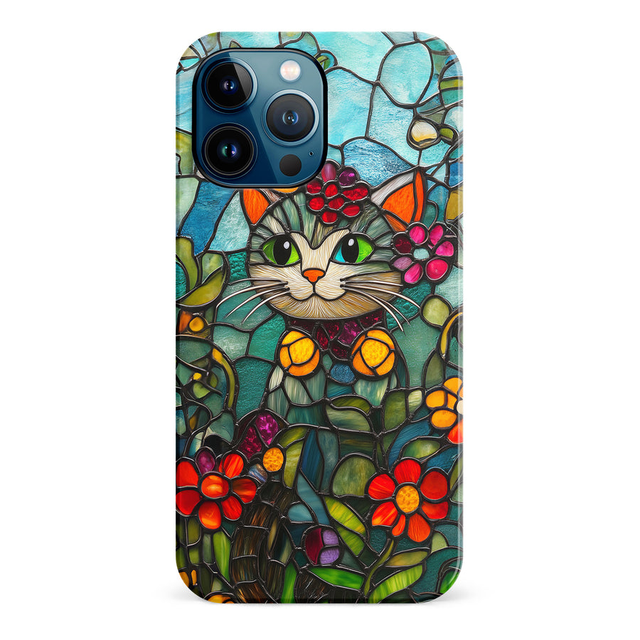 Smiling Lucky Cat Stained Glass Phone Case