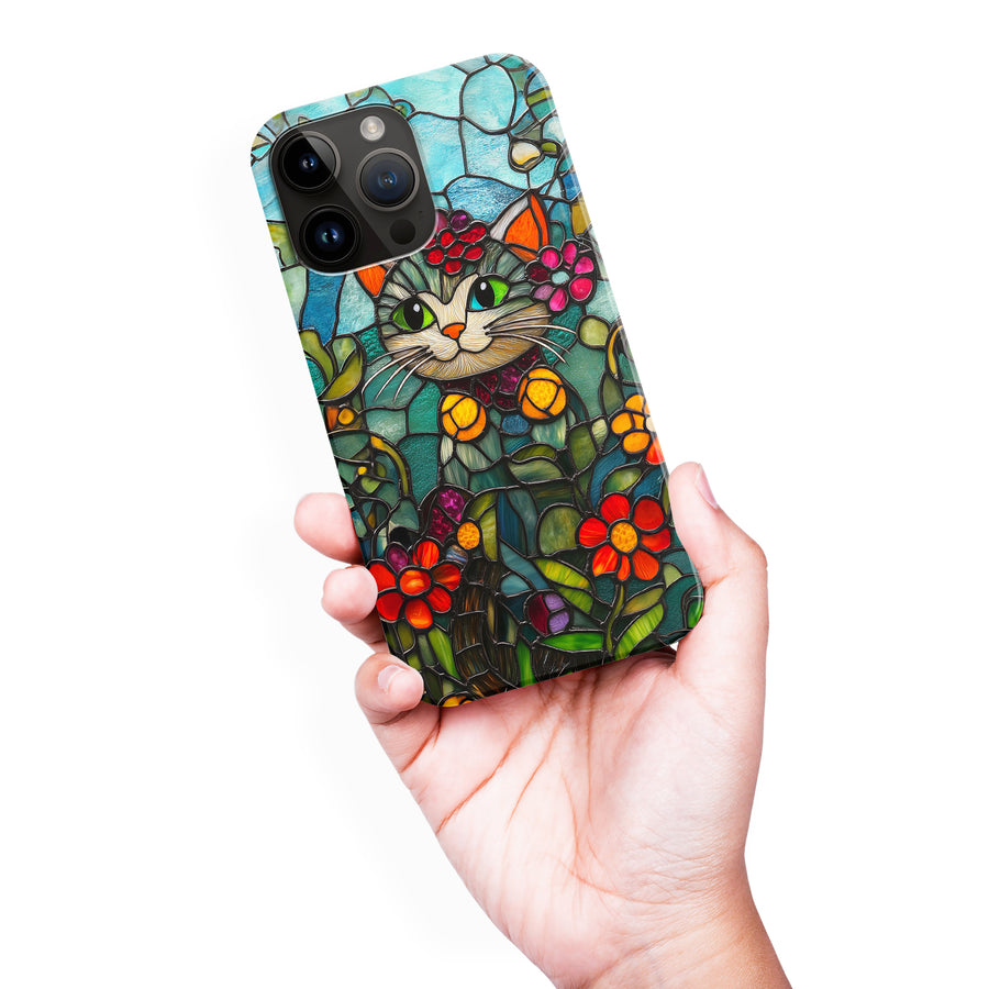 iPhone 15 Pro Max Smiling Lucky Cat Stained Glass Phone Case