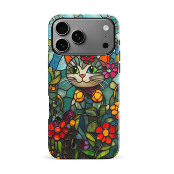 iPhone 17 Pro Max Smiling Lucky Cat Stained Glass Phone Case