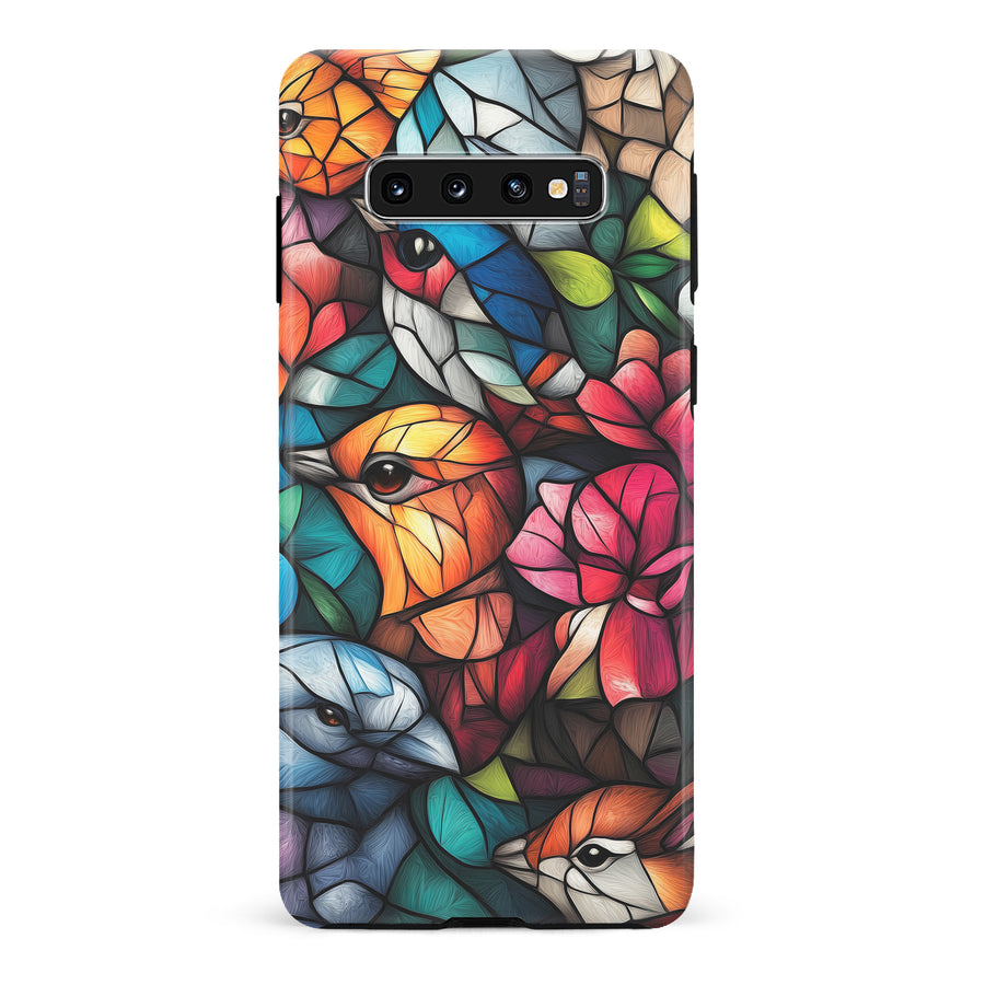 Samsung Galaxy S10 Serene Bird Stained Glass Phone Case