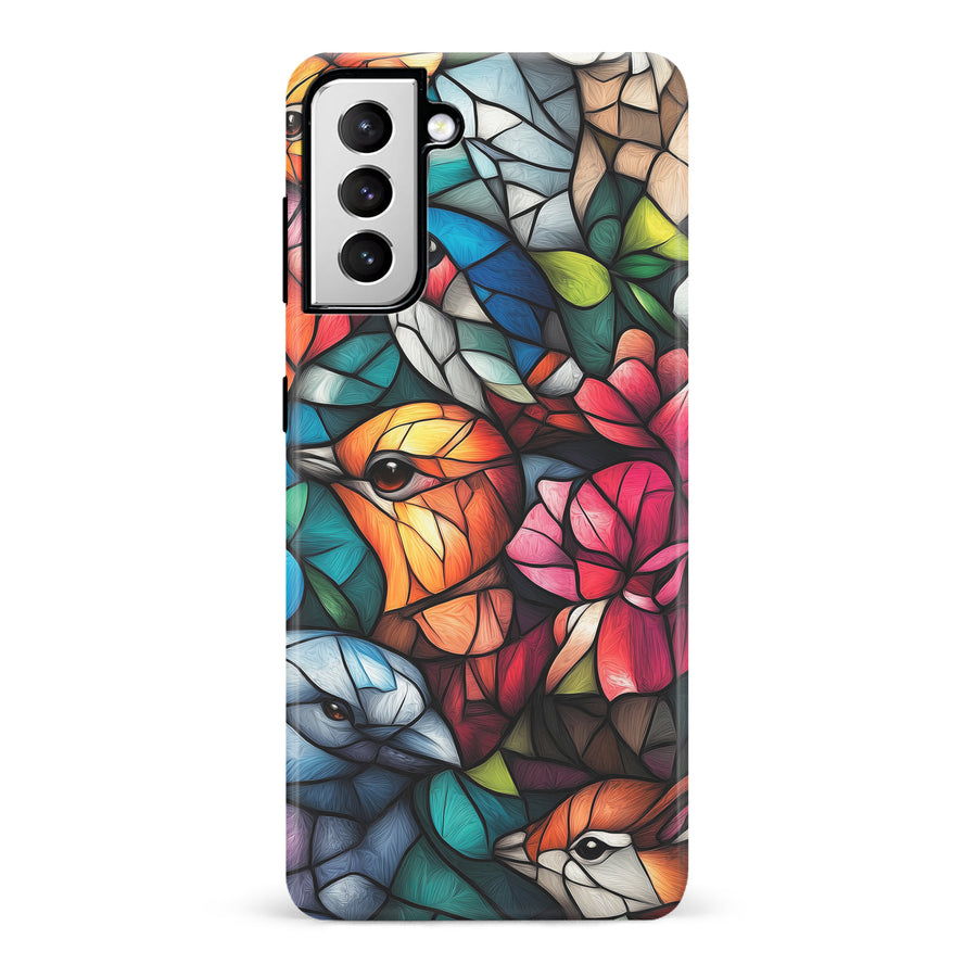 Samsung Galaxy S21 Serene Bird Stained Glass Phone Case