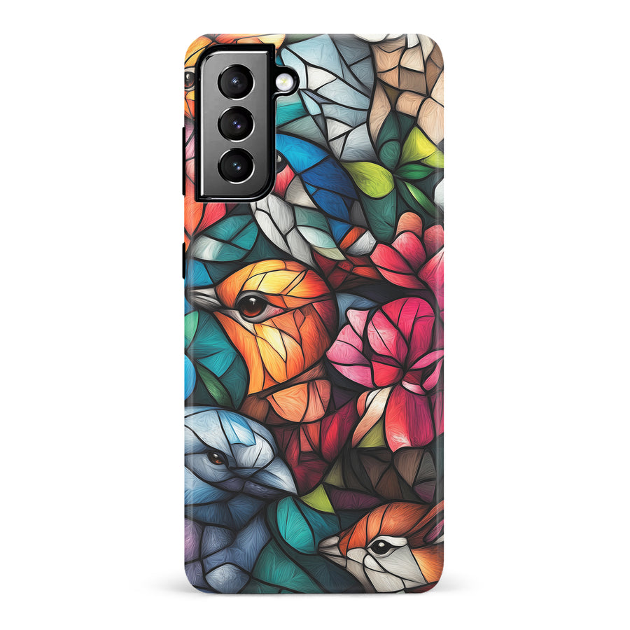 Samsung Galaxy S21 Plus Serene Bird Stained Glass Phone Case