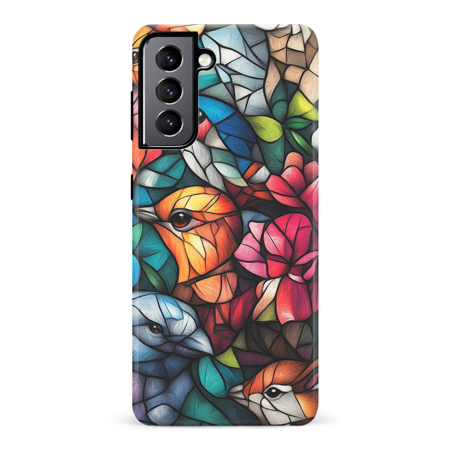 Samsung Galaxy S22 Serene Bird Stained Glass Phone Case