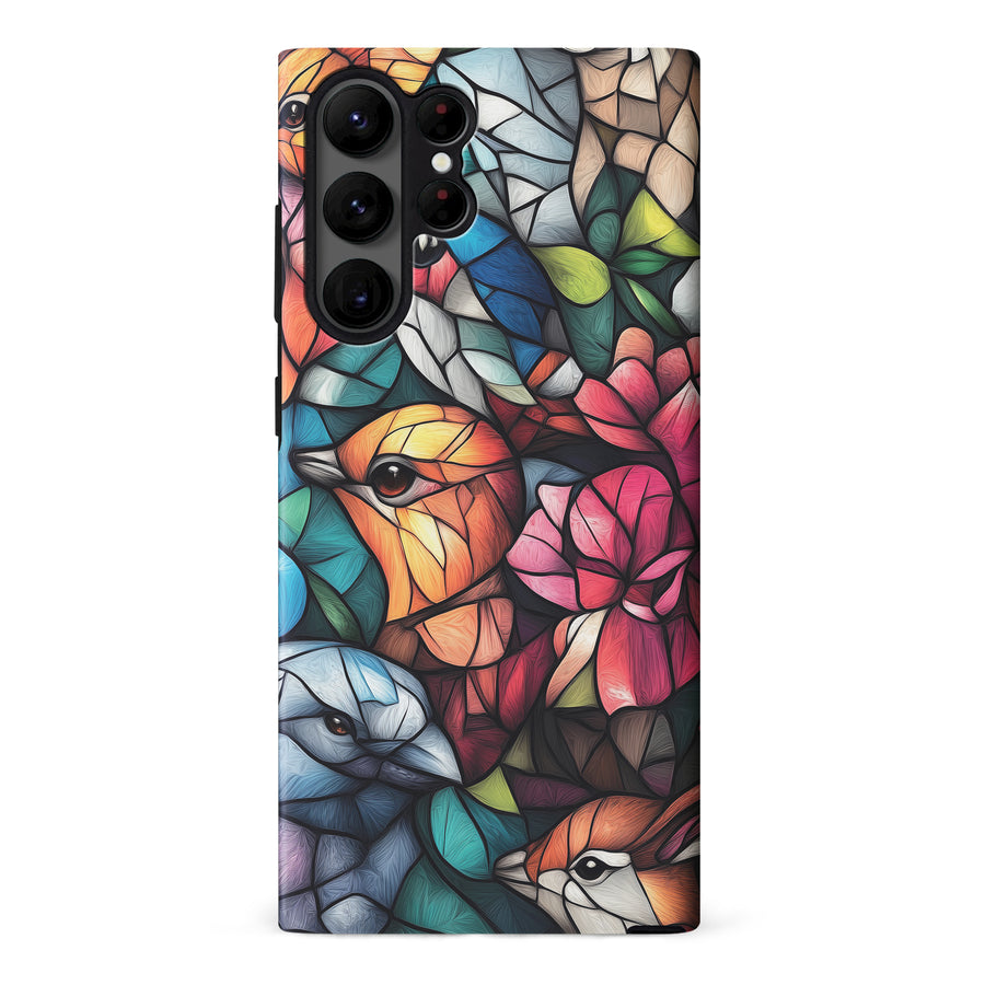 Samsung Galaxy S23 Ultra Serene Bird Stained Glass Phone Case