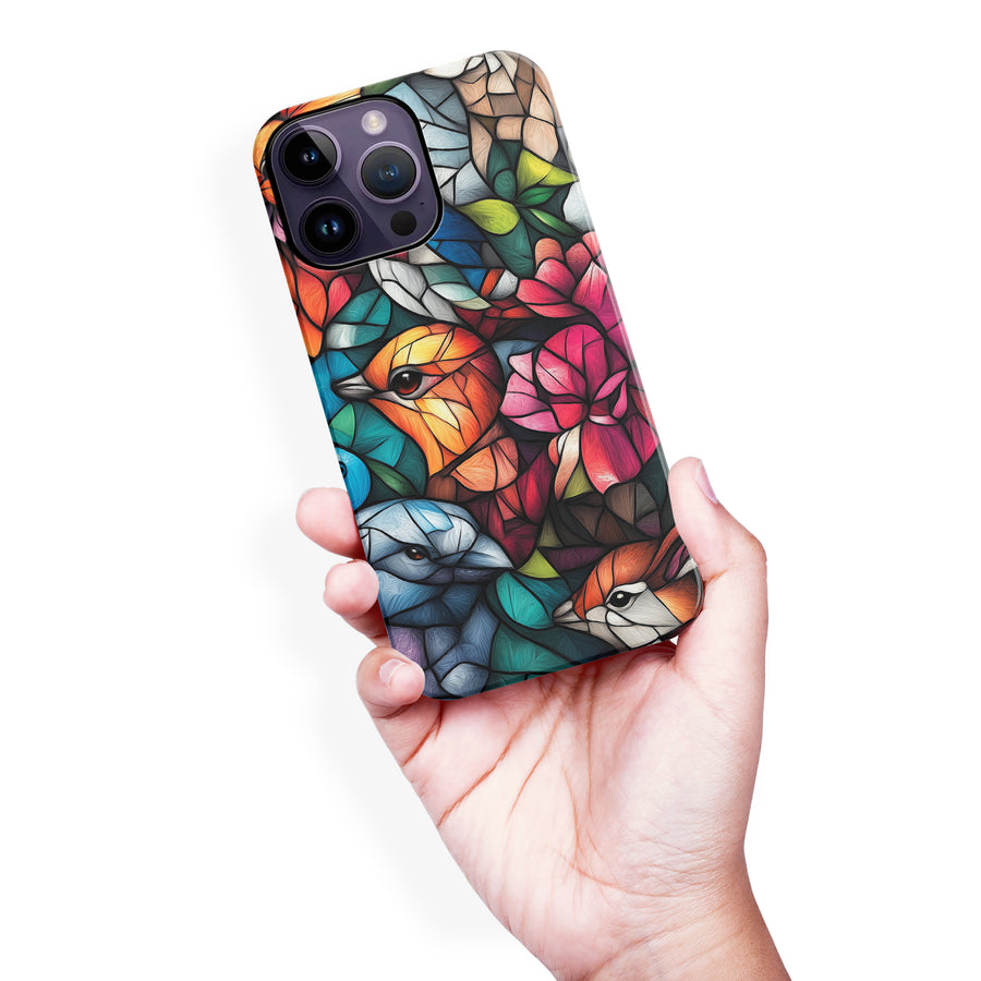 iPhone 14 Pro Max Serene Bird Stained Glass Phone Case