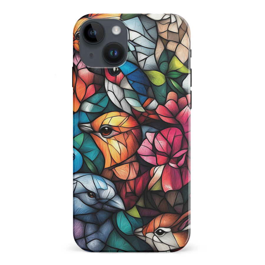 iPhone 15 Plus Serene Bird Stained Glass Phone Case