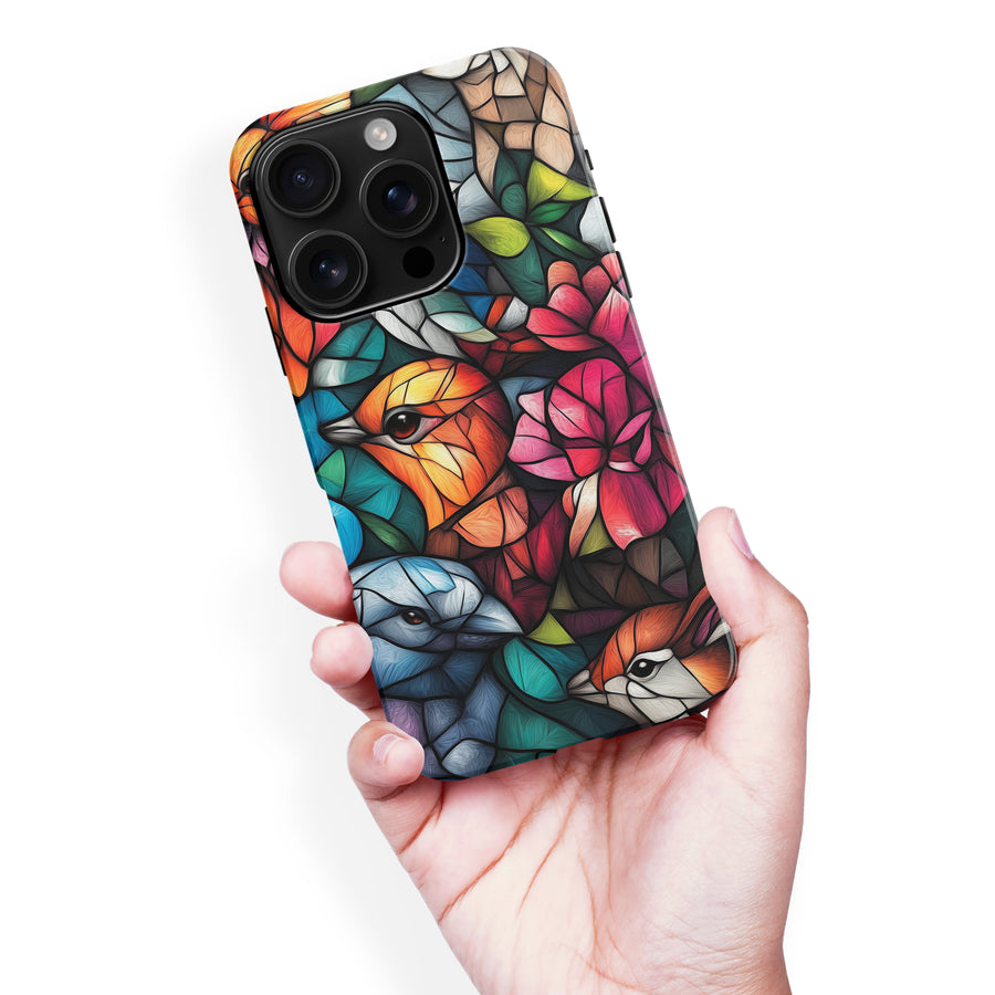 iPhone 16 Pro Max Serene Bird Stained Glass Phone Case