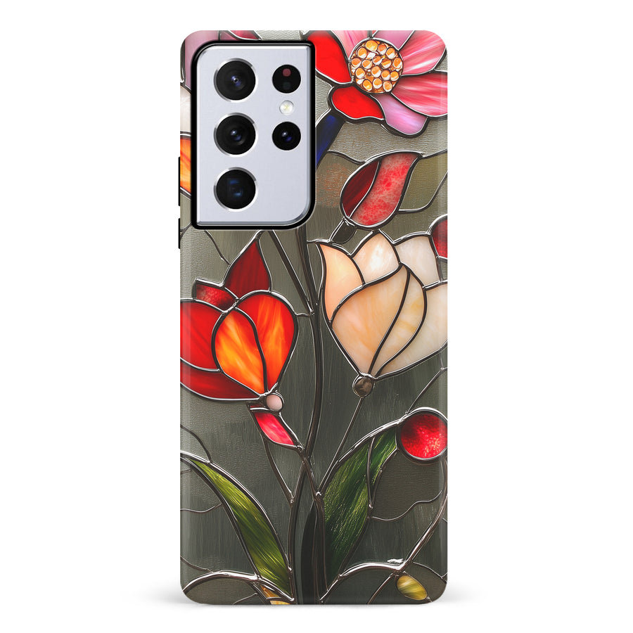 Samsung Galaxy S21 Ultra Classic Bloom Stained Glass Phone Case