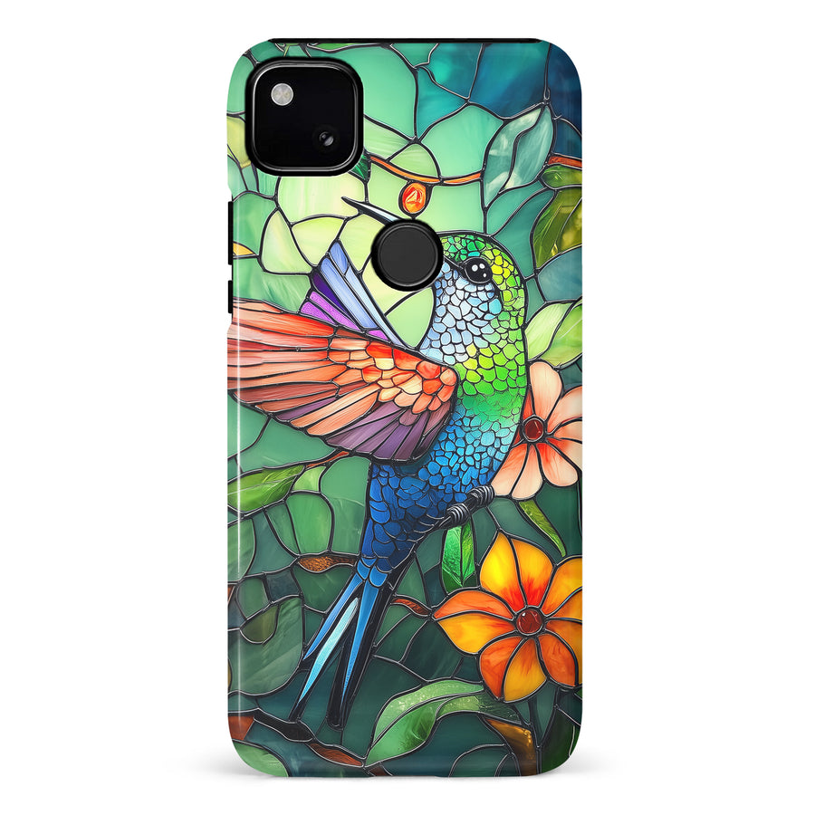 Google Pixel 4A Hummingbird Stained Glass Phone Case