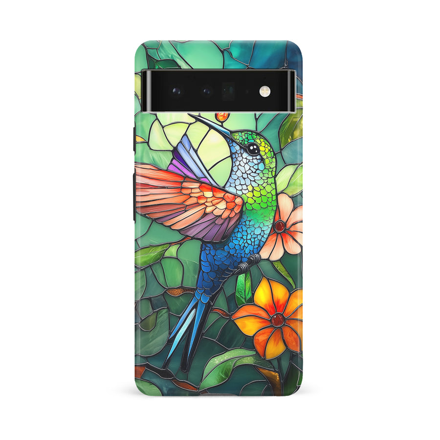 Google Pixel 6A Hummingbird Stained Glass Phone Case