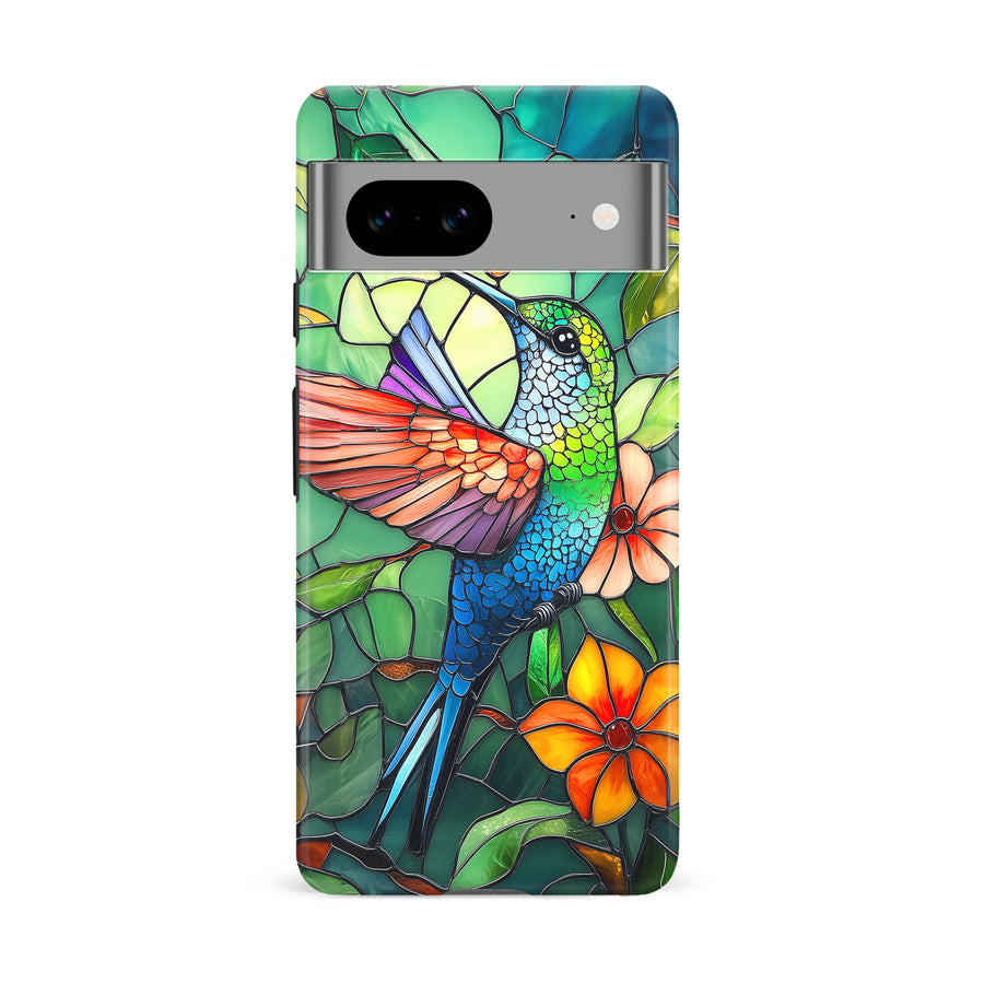 Google Pixel 8A Hummingbird Stained Glass Phone Case