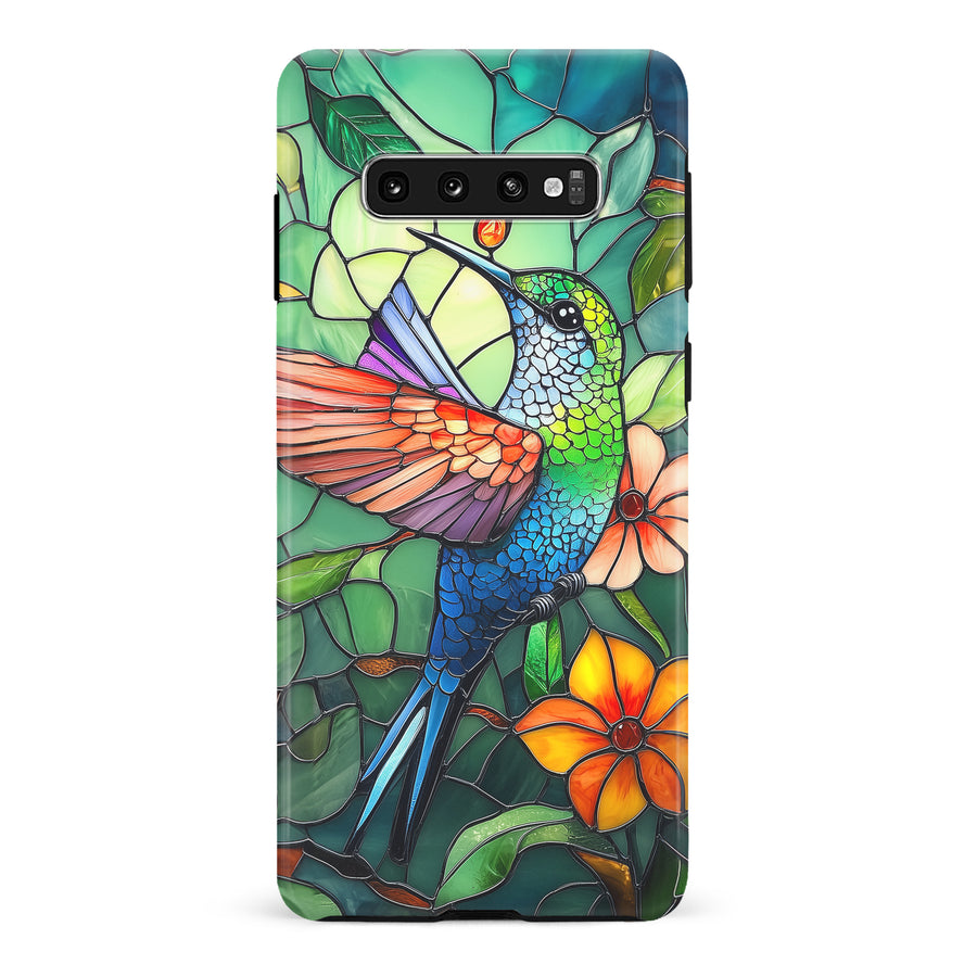 Samsung Galaxy S10 Plus Hummingbird Stained Glass Phone Case