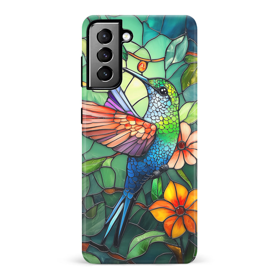 Samsung Galaxy S21 Plus Hummingbird Stained Glass Phone Case