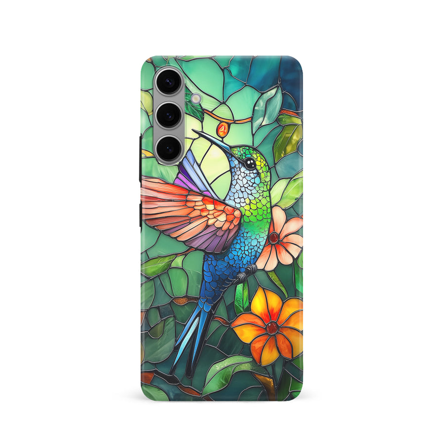 Samsung Galaxy S24 Hummingbird Stained Glass Phone Case