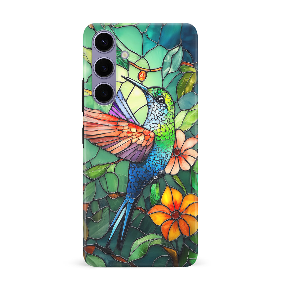 Samsung Galaxy S24 Plus Hummingbird Stained Glass Phone Case