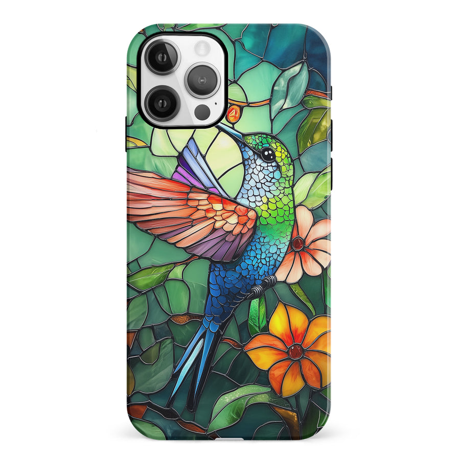 iPhone 12 Hummingbird Stained Glass Phone Case