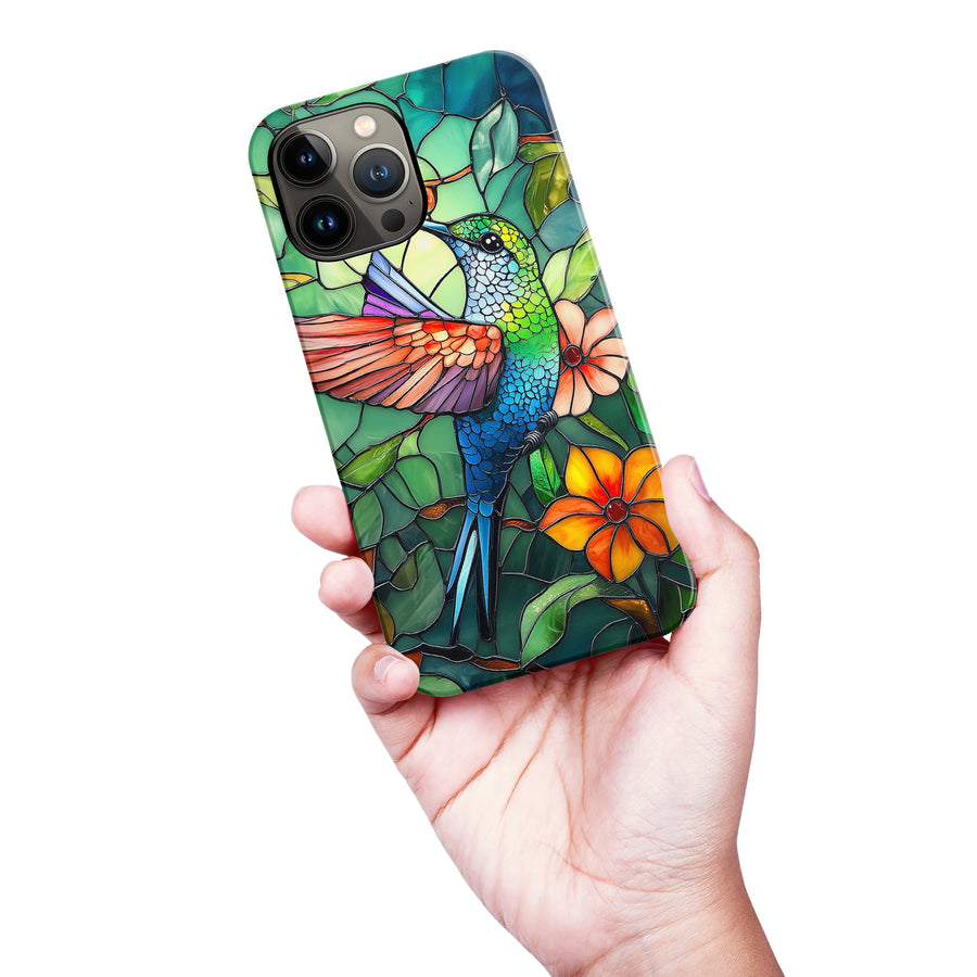 iPhone 13 Pro Max Hummingbird Stained Glass Phone Case