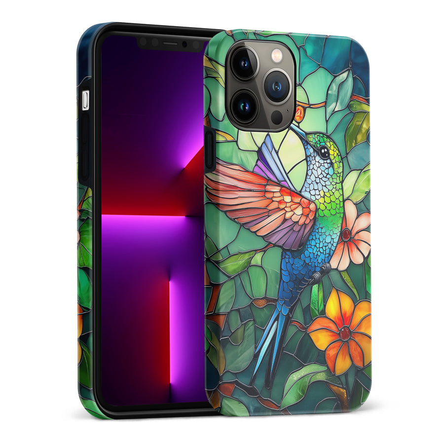 iPhone 13 Pro Max Hummingbird Stained Glass Phone Case