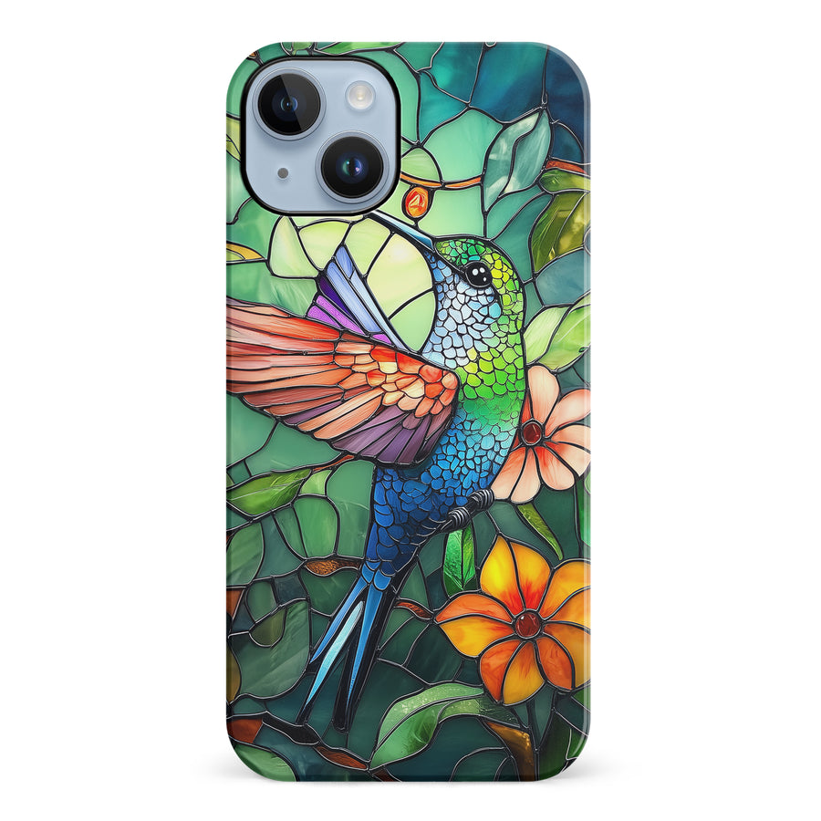 iPhone 14 Plus Hummingbird Stained Glass Phone Case