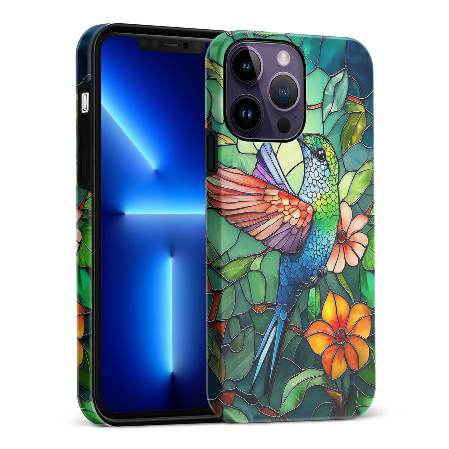 iPhone 14 Pro Max Hummingbird Stained Glass Phone Case