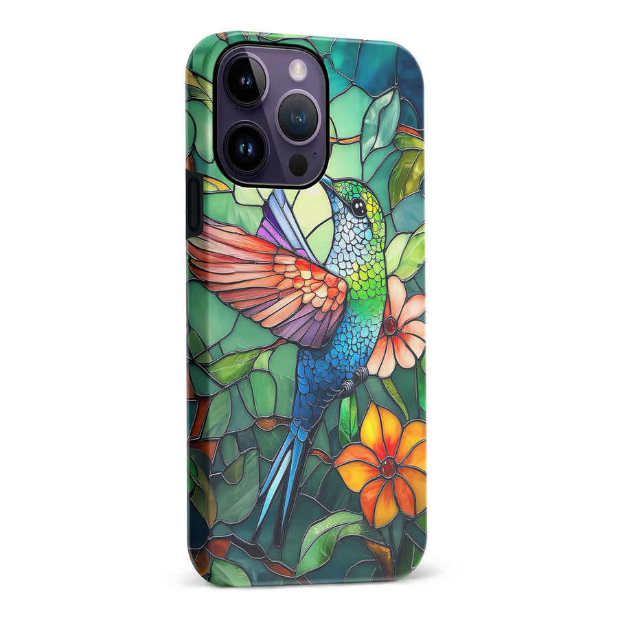 iPhone 14 Pro Max Hummingbird Stained Glass Phone Case