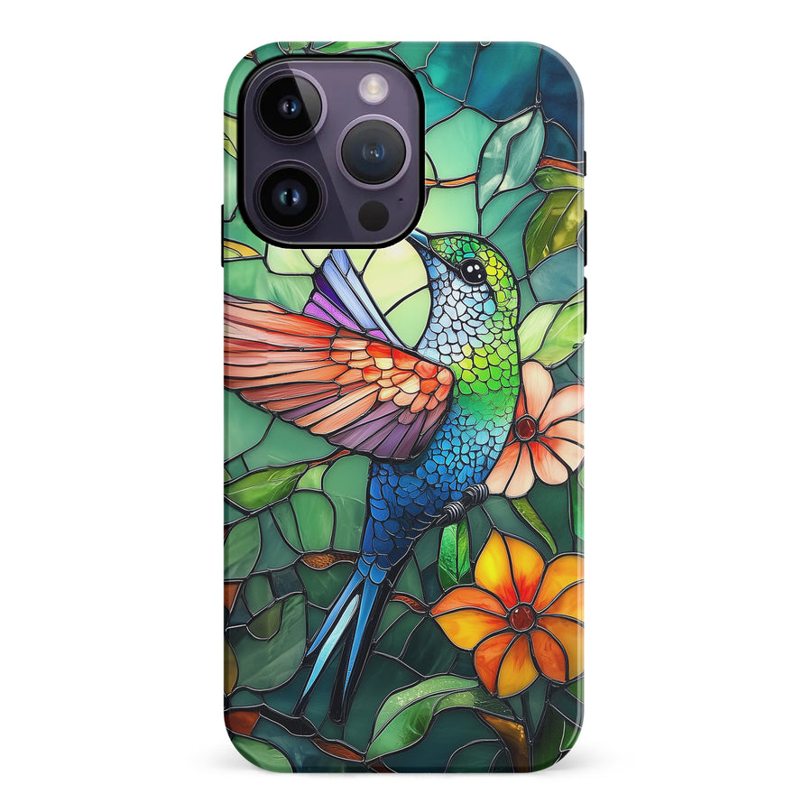 iPhone 14 Pro Max Hummingbird Stained Glass Phone Case