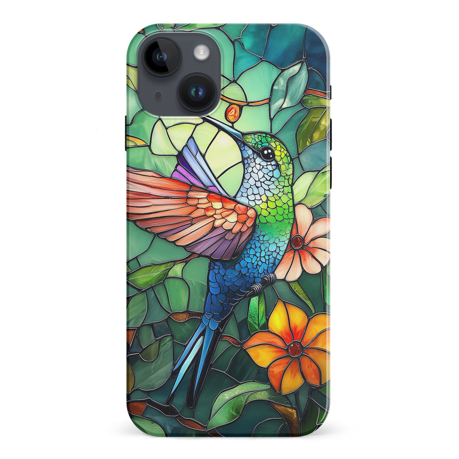 iPhone 15 Plus Hummingbird Stained Glass Phone Case