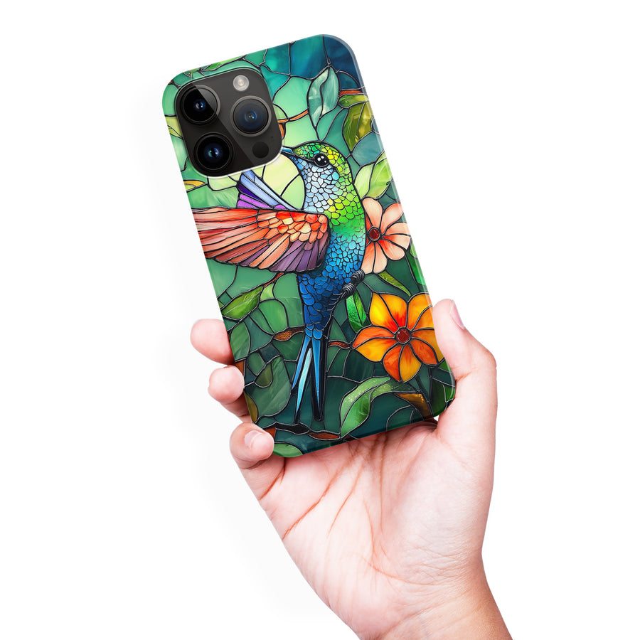 iPhone 15 Pro Max Hummingbird Stained Glass Phone Case