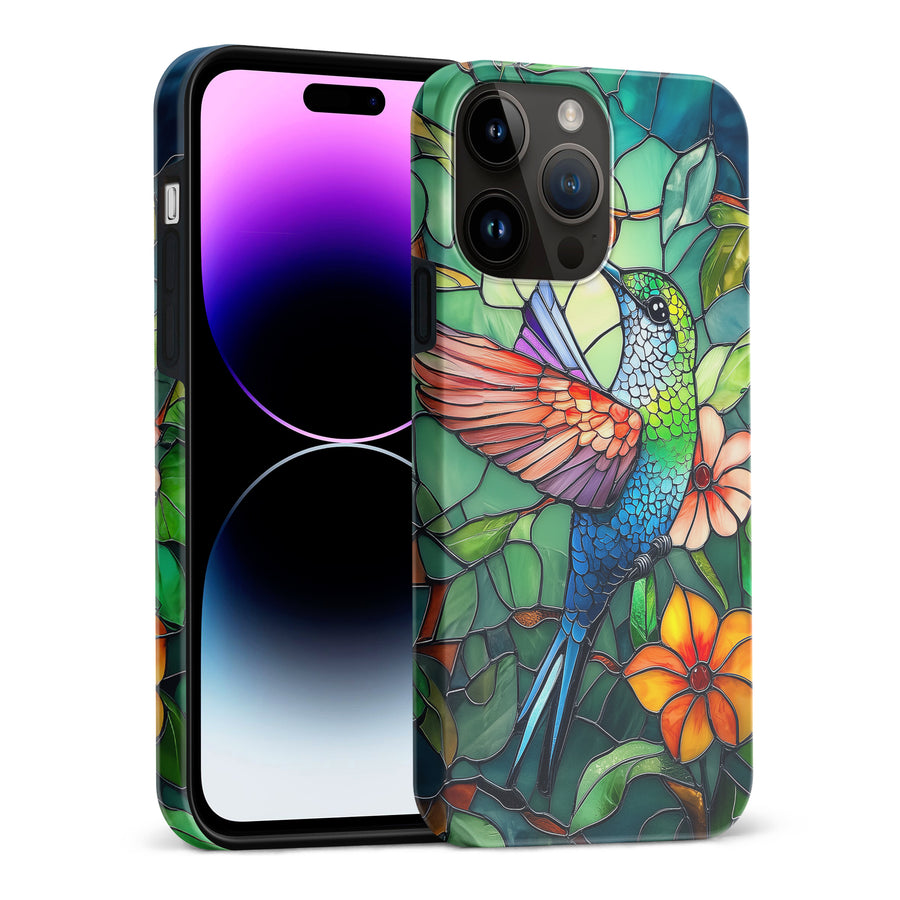 iPhone 15 Pro Max Hummingbird Stained Glass Phone Case